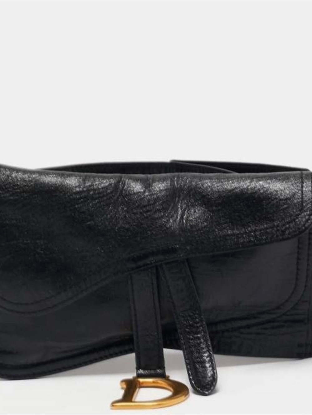 Dior Black Leather Saddle Belt Bag with Gold D Buckle